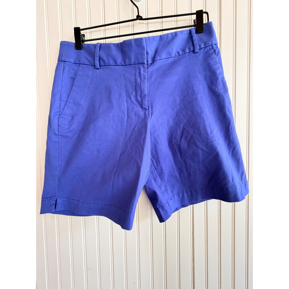 LOFT Blue Chino Shorts Size 6 Cotton Stretch Flat Front Casual Summer